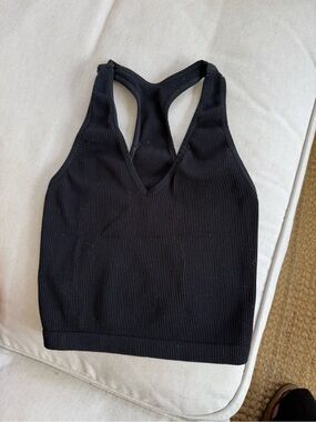 FP Movement by Free People Black Ribbed Racerback Sports Bralette